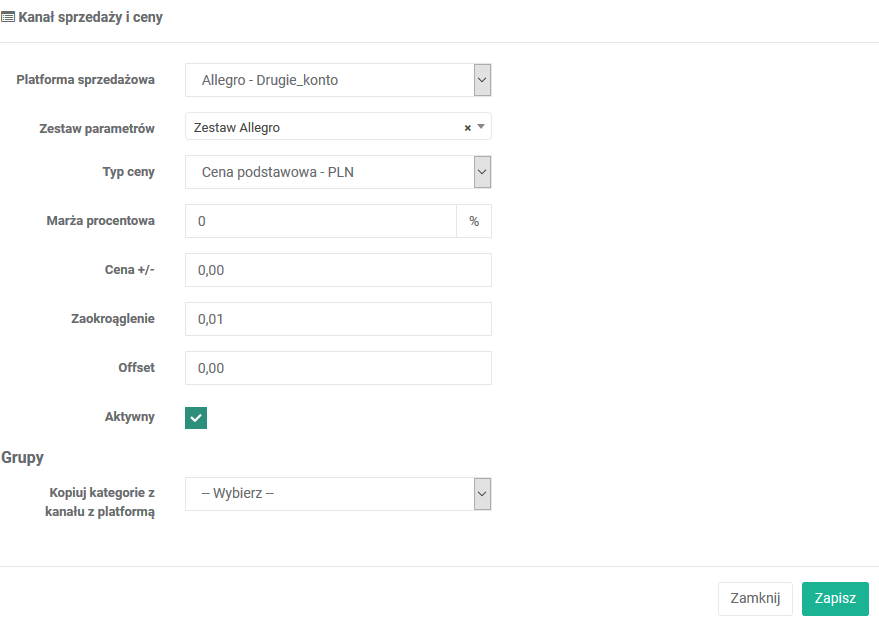Dodaj kanał sprzedaży w V1