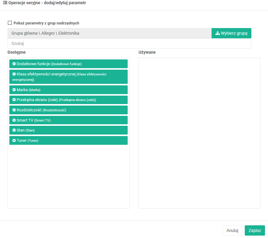 Dodaj/edytuj parametry w V1