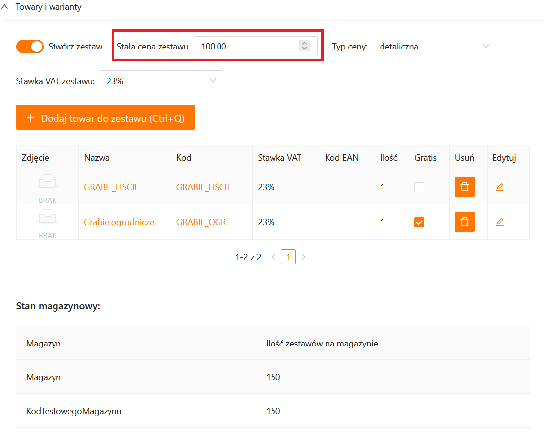 Zaktualizowana stała cena zestawu