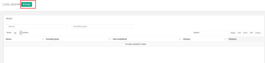 Dodawanie nowej skórki opisu