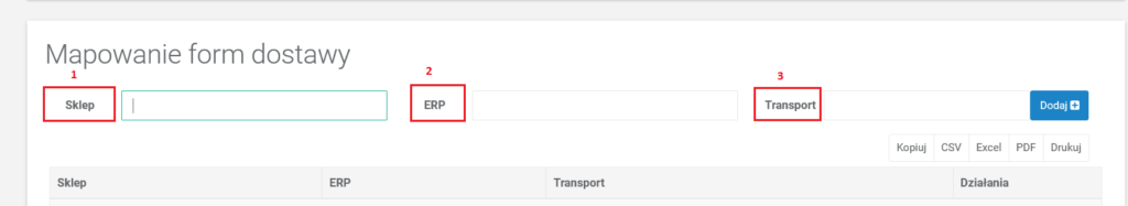 Mapowanie dostawy w xSale v1