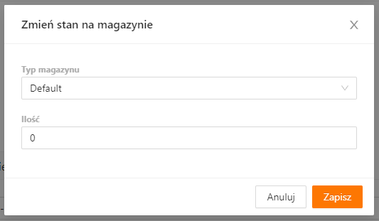 Edycja stanu magazynowego na wybranym magazynie
