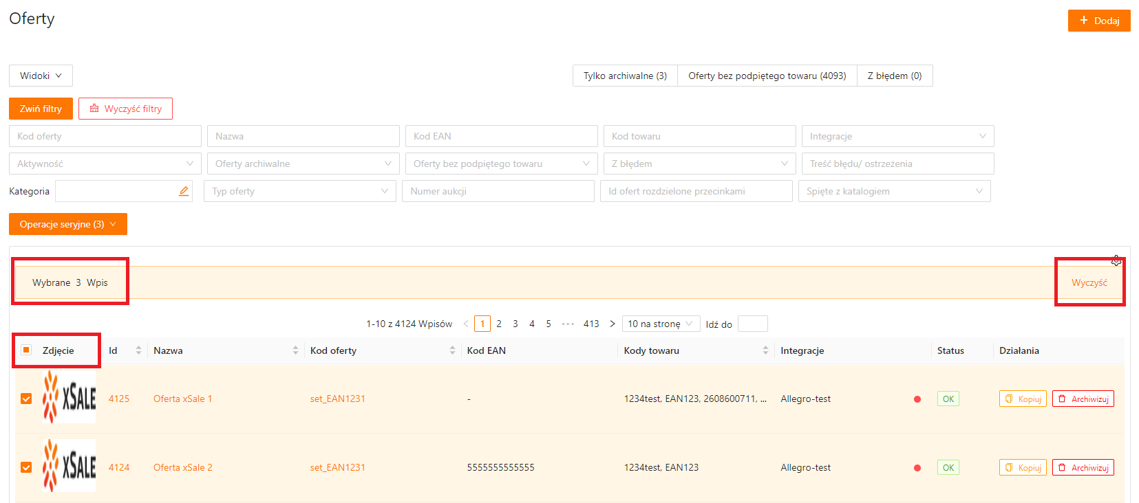 Wybór ofert do aktualizacji