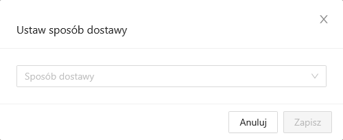 Operacja: Ustaw sposób dostawy