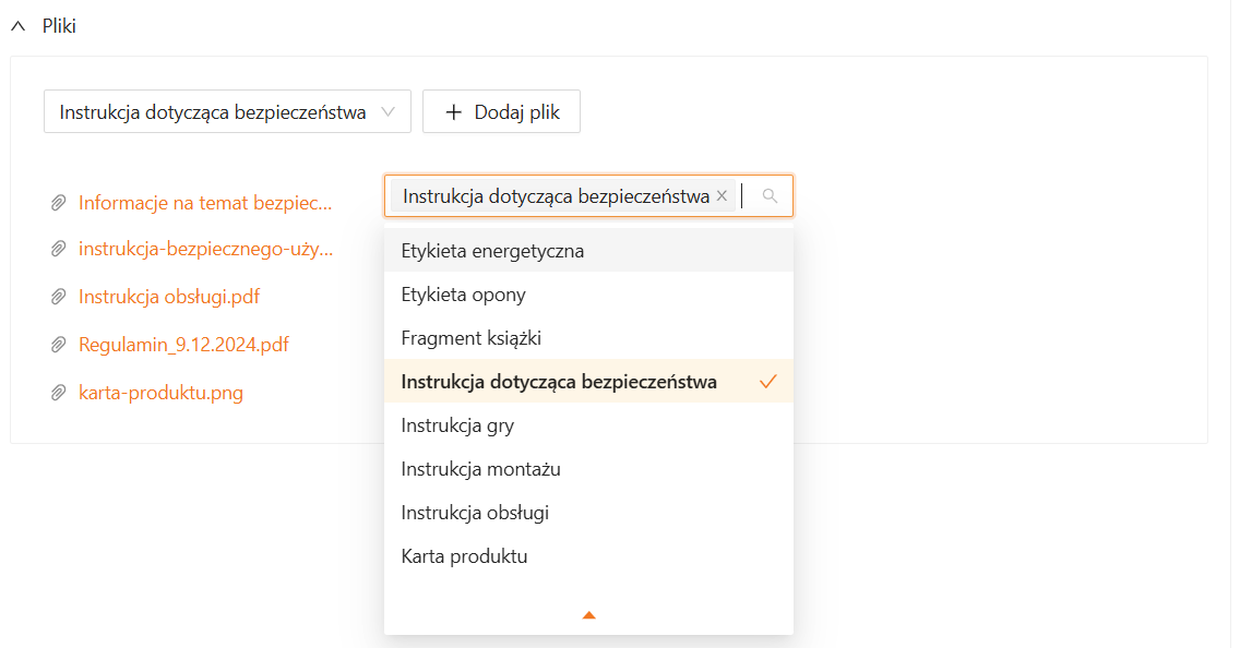 Zmiana typu dodanego pliku