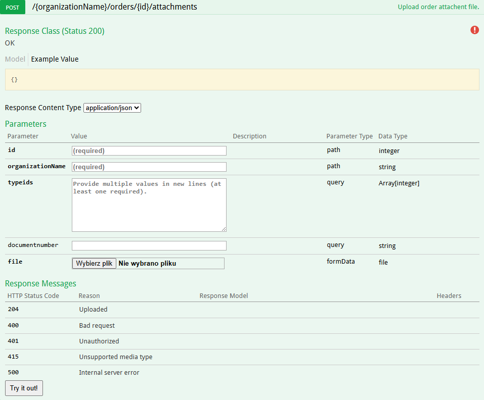 Dodanie załącznika przez API