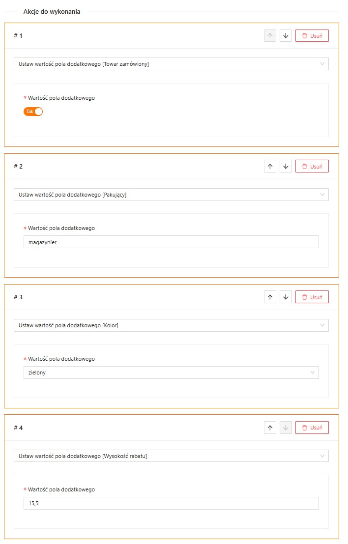 Akcje na polach dodatkowych
