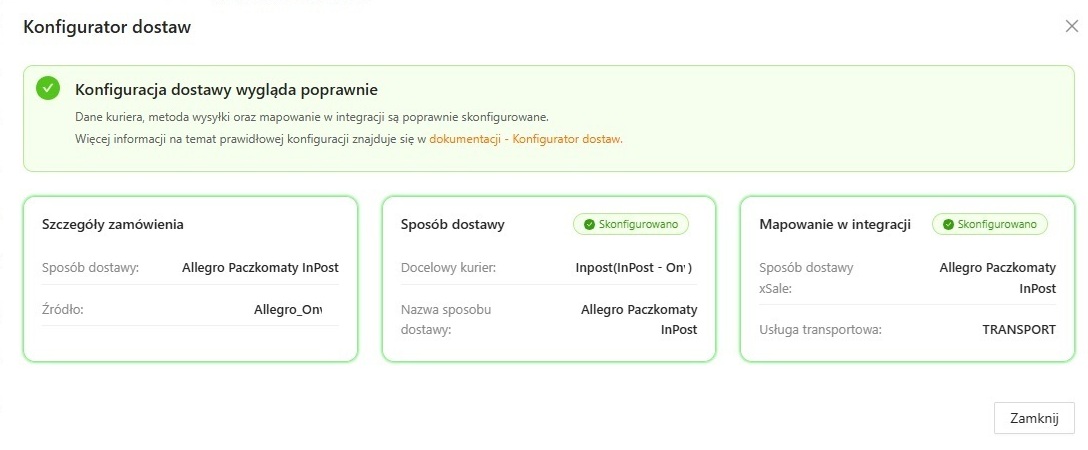 Prawidłowa konfiguracja dostaw