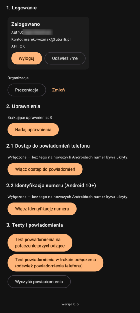 xSale Caller - testy powiadomień