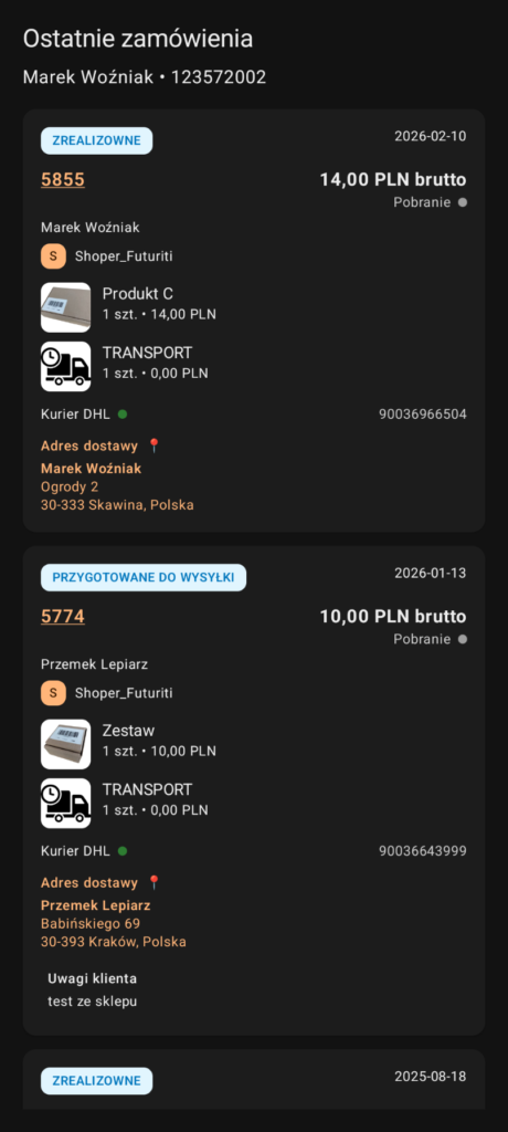 xSale Caller - ekran aplikacji
