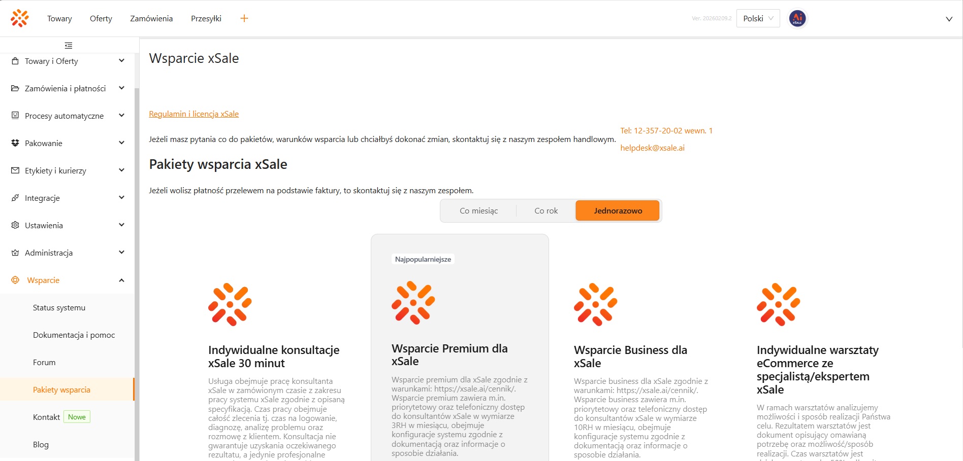 Pakiety wsparcia xSale